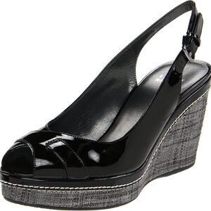 Stuart Weitzman Excise Woven Heel Wedge Slingback